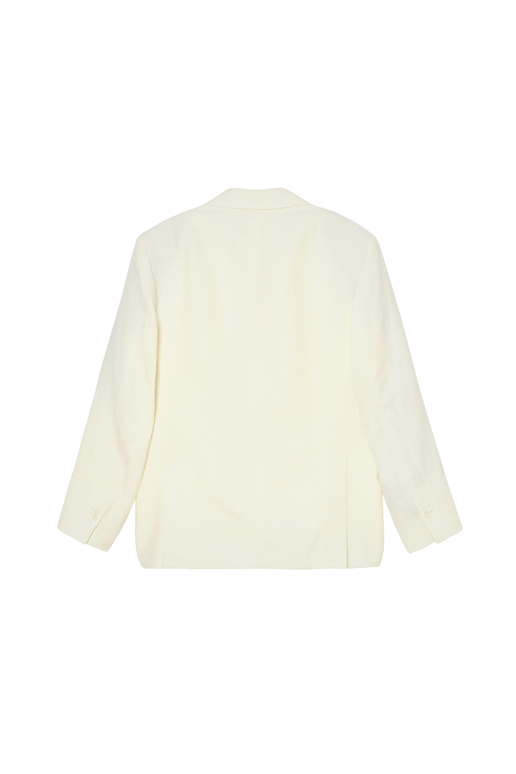 OVERSIZED FIT HERRINGBONE LINEN-WOOL SUIT BLAZER